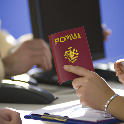 אנשים העובדים במשרד בינלאומי, כאשר אחד מחזיק בדרכון רומני