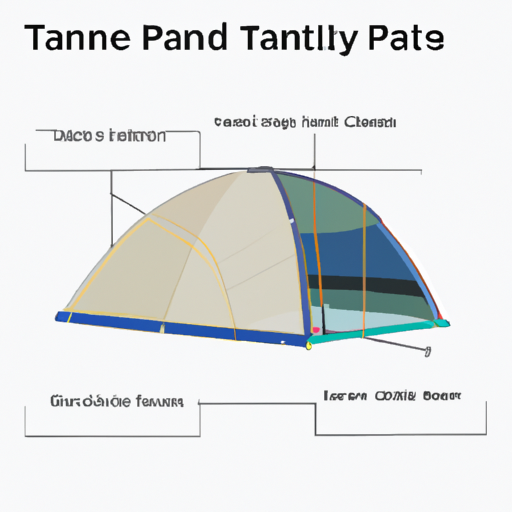 תרשים המציג את החלקים והשכבות השונות של אוהל טיפוסי